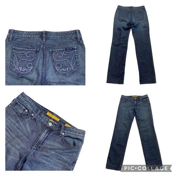 Seven7 Premium Denim Straight Leg Blue Jeans Sz 6 - Picture 1 of 14